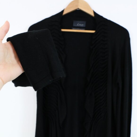 *LINE Ruffle Lapel Black Cardigan - Picture 4 of 6